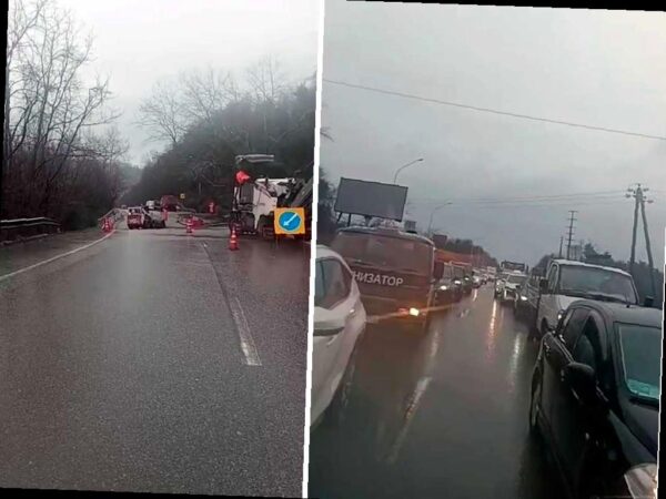 Трещина на дороге в Сочи вызвала длинную пробку